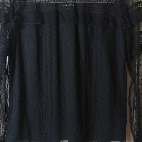 Express NWOT Sheer Blouse Black Med Beauty! Perfect 🖤 - Picture 2 of 4